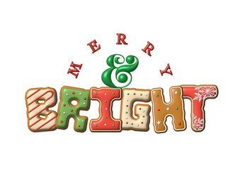 Merry & Bright Christmas Lettering Design