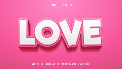 Editable text effect love theme, valentine text style