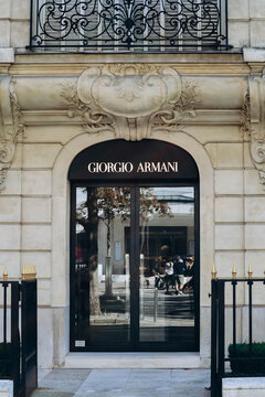 Paris, France - September 24, 2023: Giorgio Armani boutique on Avenue Montaigne