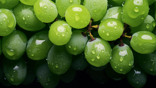 Close-up photo of freshly harvested green grapes, product image