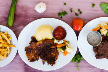 lamb chops with vegetables