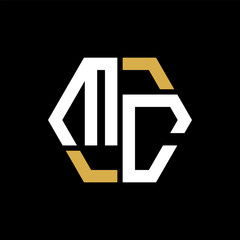 MC letter logo creative design.MC black monogram polygonal shape vector. MC unique design.
