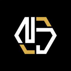 NJ letter logo creative design.NJ black monogram polygonal shape vector. NJ unique design.

