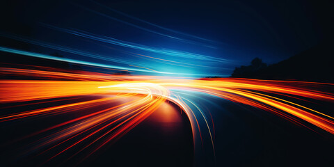 Fototapeta na wymiar Rush of Twilight: Streaks of Speed. Speed light trails, Colorful glowing swirls. Generative AI