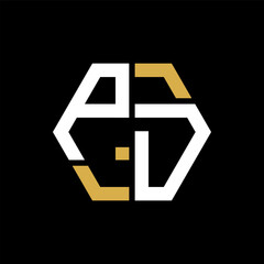 PD letter logo creative design.PD black monogram polygonal shape vector. PD unique design.
