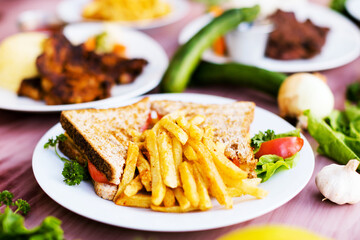 grilled chicken and vegetables