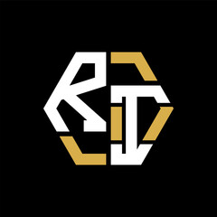 RI letter logo creative design.RI black monogram polygonal shape vector. RI unique design.
