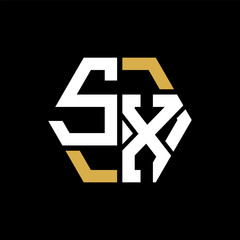 SX letter logo creative design.SX black monogram polygonal shape vector. SX unique design.
