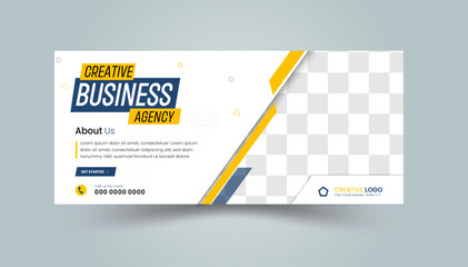 marketing Facebook cover design, business web banner template, social media marketing promotion timeline cover post, business ads with photo placeholder fully editable. - obrazy, fototapety, plakaty