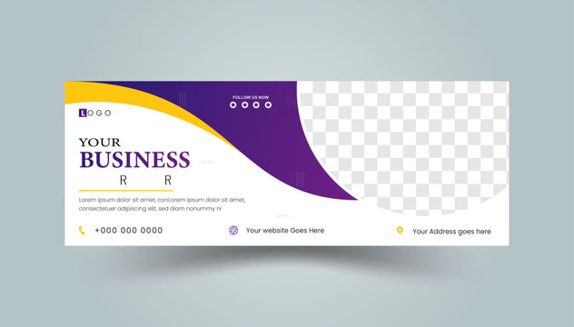 marketing Facebook cover design, business web banner template, social media marketing promotion timeline cover post, business ads with photo placeholder fully editable.