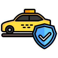 Travel Insurance lineal multi color icons set, related to transportation, ride sharing theme