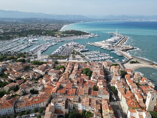 Antibes coastal town centre France drone,aerial