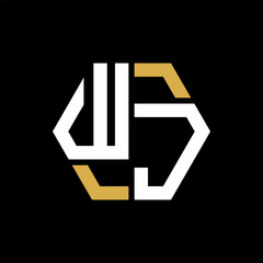 WJ letter logo creative design.WJ black monogram polygonal shape vector. WJ unique design.
