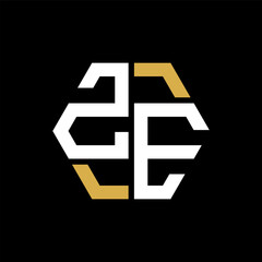 ZE letter logo creative design.ZE black monogram polygonal shape vector. ZE unique design.
