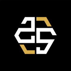Obraz premium ZS letter logo creative design.ZS black monogram polygonal shape vector. ZS unique design. 