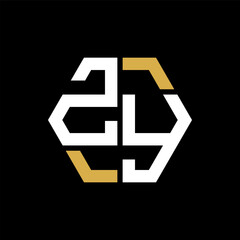 ZY letter logo creative design.ZY black monogram polygonal shape vector. ZY unique design.
