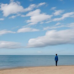 a person standing by the sea