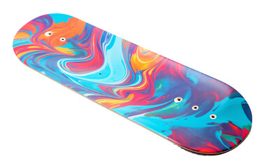 Color Splash on Skateboard Deck Isolated on Transparent Background PNG.