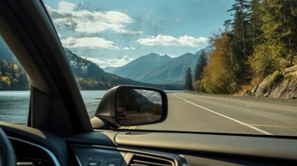 Fototapeta na wymiar Mirror of Creativity: Stock images feature an isolated rearview mirror, perfect for creative editing.