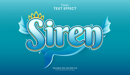 decorative siren mermaid editable text effect vector design © OreNyee