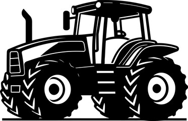 Tractor silhouette icon in black color. Vector template for laser cutting.