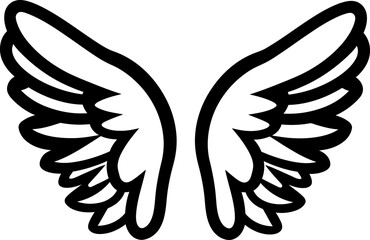 Wing silhouette in black color. Vector template design.