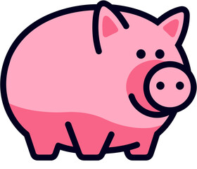 동물원 농장에 있는 분홍색 돼지, 돼지 저금통