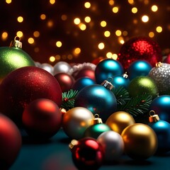 Christmas balls decoration on the background.