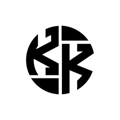KK letter logo creative design.KK black monogram circle round shape vector. KK unique design.
