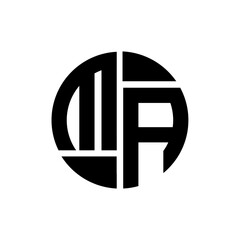 MA letter logo creative design.MA black monogram circle round shape vector. MA unique design.
