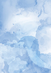 Hand painted abstract blue watercolour background