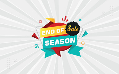 End of season sale poster sale banner design template with 3d editable text effect. Vector Illustration