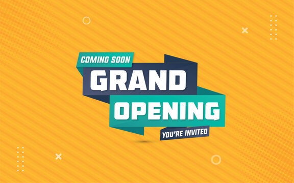 Grand opening coming soon sale poster sale banner design template with 3d editable text effect. Vector Illustration