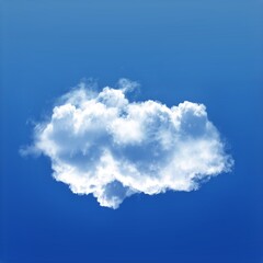 White cloud isolated over blue sky background, 3D illustration