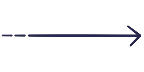 Straight Long Arrow. Black Roughen Long Pointer Vector Isolated Illustration. Vector hand drawn doodle style.