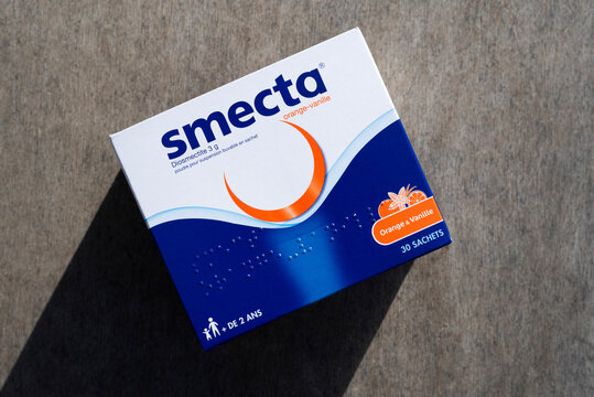 Bo&icirc;te de sachets de Smecta du groupe pharmaceutique fran&ccedil;ais Spindler