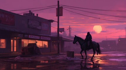 horse rider on empty street