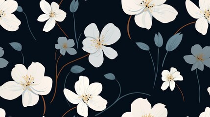 Beautiful flowers, breathtaking illustrated, simple yet elegant, vector illustration, calmness, subtle dark background
