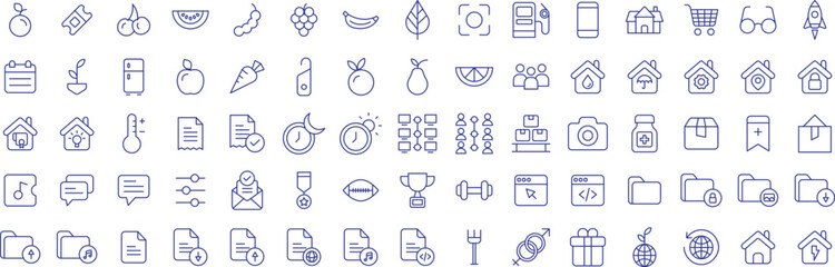 Miscellaneous outline icons set, including icons such as adjustment, Bookmark, Camera, Badge, and more. Vector icon collection