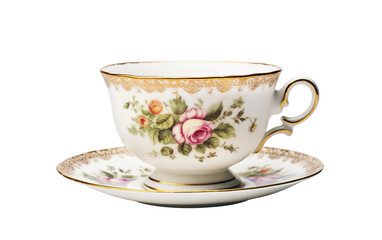 Porcelain Perfection Teacup Isolated on Transparent Background PNG.