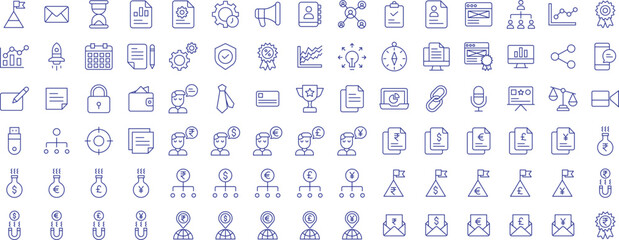 Bank outline icons set, including icons such as Customer, user, investor, finance, savings, and more. Vector icon collection