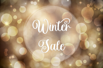Golden Christmas Background With Bokeh and Text Winter Sale