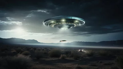 Poster Conspiracy Unveiled: Dive into the world of UFOs and aliens with a camcorder recording a spaceship over area 51 © pvl0707