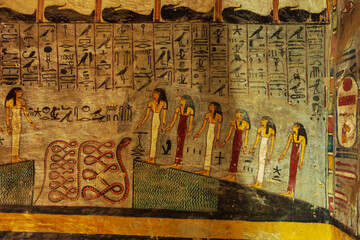 Painted walls in one of the tombs in the Valley of the Kings.
