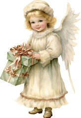 Vintage Angel png, Watercolor Christmas Clipart, Christmas PNG, Watercolor Winter PNG, Christmas Clip art