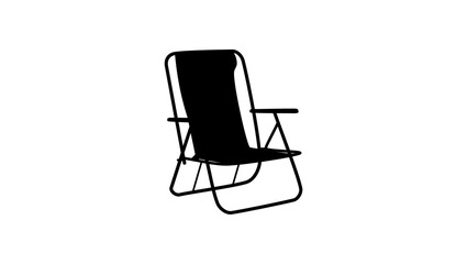Beach Chair Folding Portable Chair, black isolated silhouette