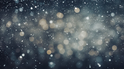 Obraz na płótnie Canvas snow bokeh texture on black background, winter celebration abstract