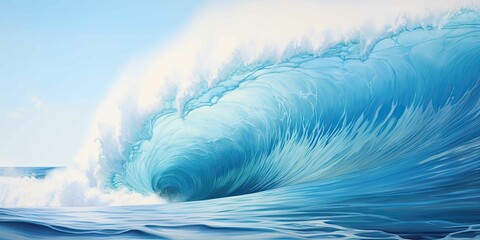 Ocean Wave in beautiful blue sea