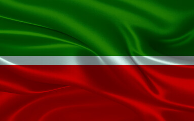 3d waving realistic silk national flag of Tatarstan. Happy national day Tatarstan flag background. close up