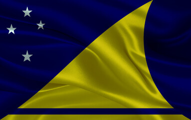 3d waving realistic silk national flag of Tokelau. Happy national day Tokelau flag background. close up